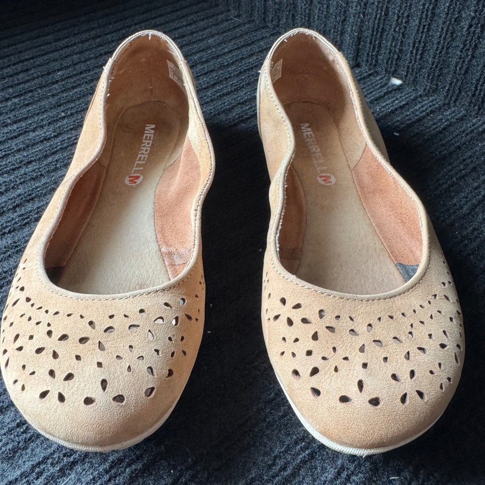 Merrell Womens Mimosa Glee Leather Ballet Flats Brown Sugar Tan Perforated Sz 6